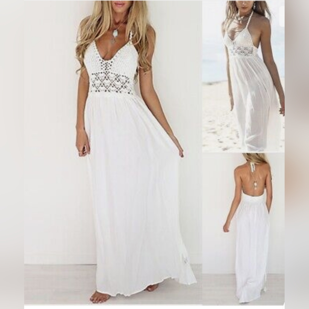 NWT Halter Crotchet Maxi dress Size Small